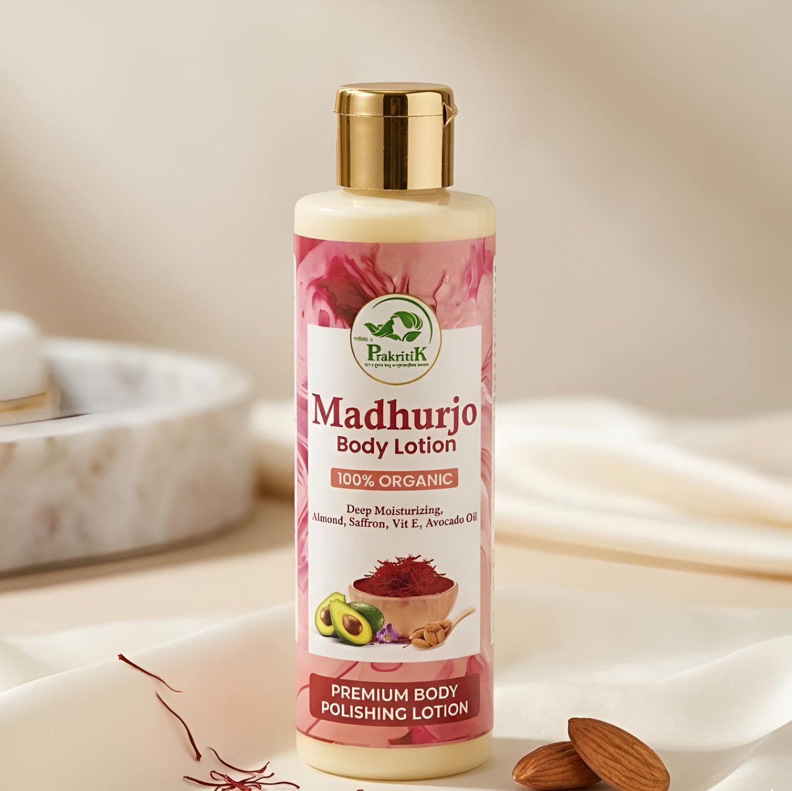 Madhurjo Body Lotion – For Dry Skin | Deep Nourishment | Almond milk & Saffron
